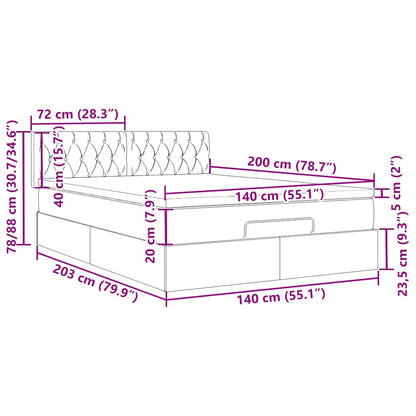 Ottoman-Bett mit Matratze Dunkelbraun 140x200 cm Stoff