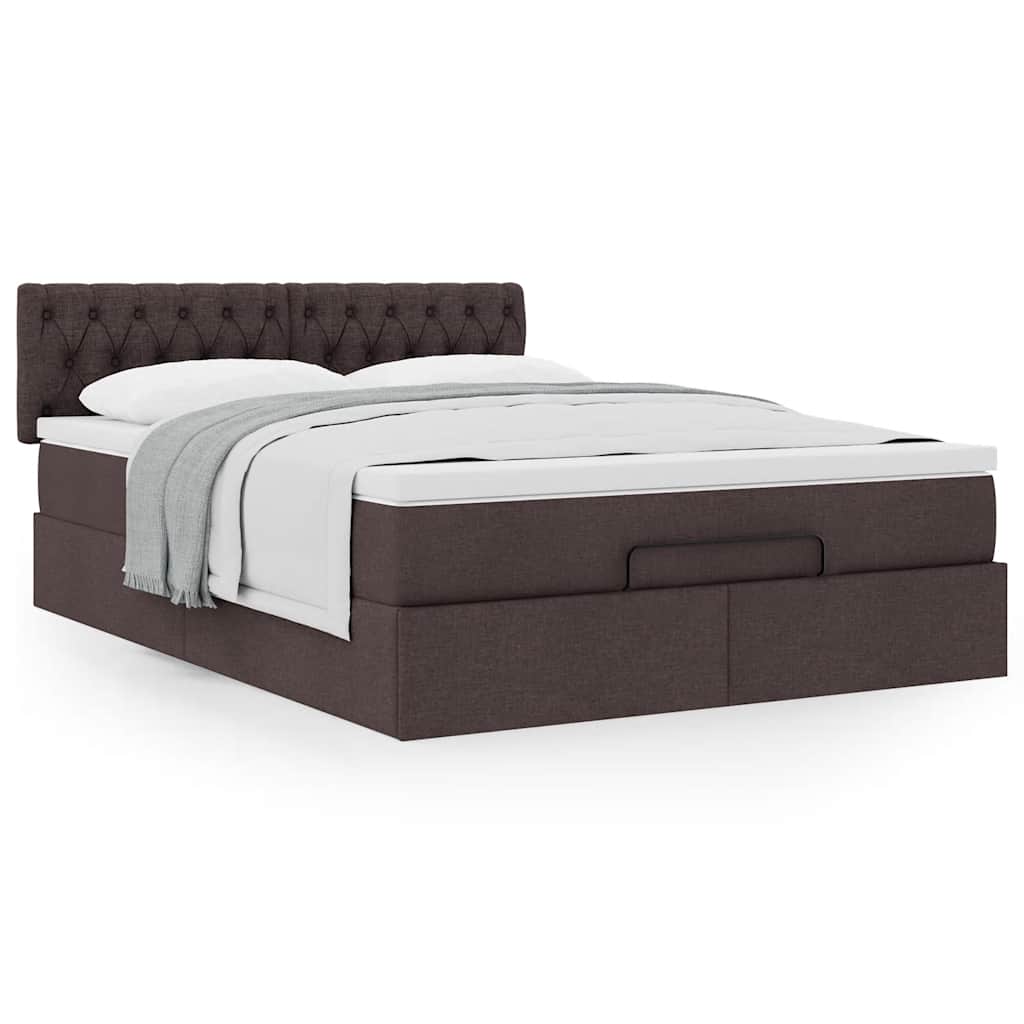 Ottoman-Bett mit Matratze Dunkelbraun 140x200 cm Stoff
