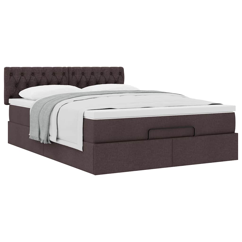 Ottoman-Bett mit Matratze Dunkelbraun 140x200 cm Stoff