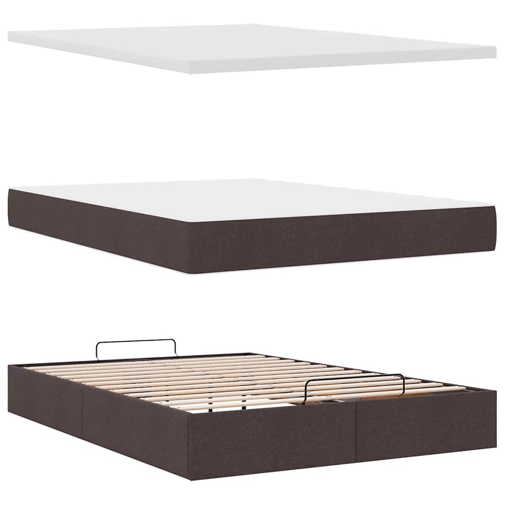 Ottoman-Bett mit Matratze Dunkelbraun 140x200 cm Stoff