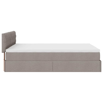 Ottoman-Bett mit Matratze Taupe 140x200 cm Stoff