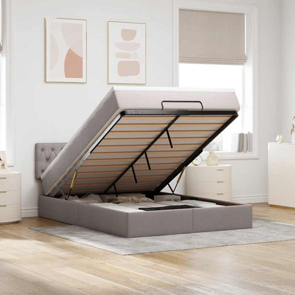 Ottoman-Bett mit Matratze Taupe 140x200 cm Stoff