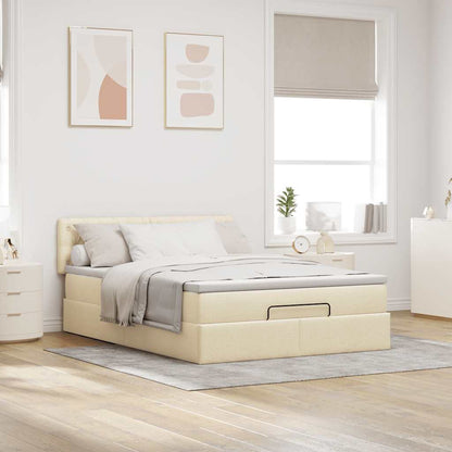 Ottoman-Bett mit Matratze Creme 140x200 cm Stoff