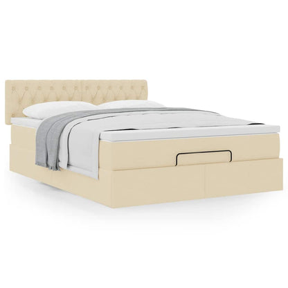 Ottoman-Bett mit Matratze Creme 140x200 cm Stoff