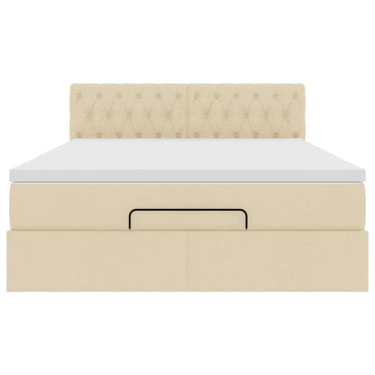 Ottoman-Bett mit Matratze Creme 140x200 cm Stoff
