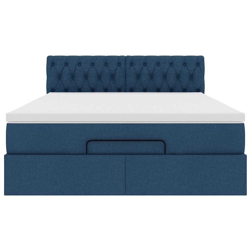 Ottoman-Bett mit Matratze Blau 140x200 cm Stoff