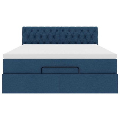 Ottoman-Bett mit Matratze Blau 140x200 cm Stoff