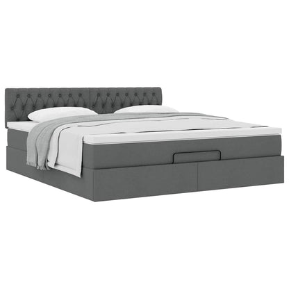 Ottoman-Bett mit Matratze Dunkelgrau 160x200 cm Stoff