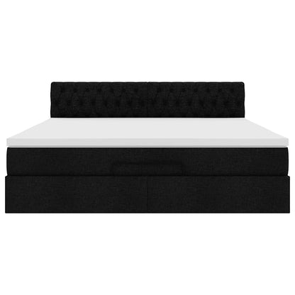 Ottoman-Bett mit Matratze Schwarz 160x200 cm Stoff
