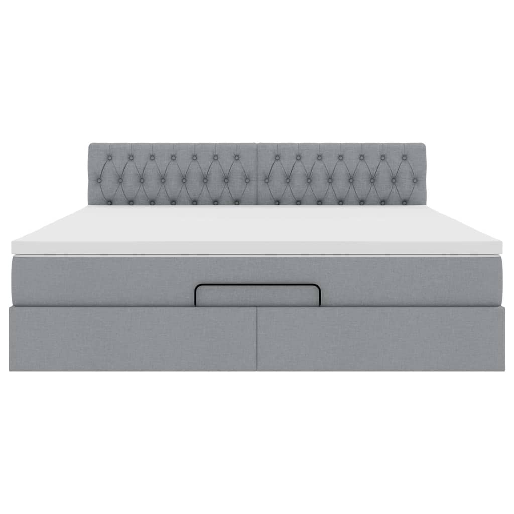 Ottoman-Bett mit Matratze Hellgrau 180x200 cm Stoff