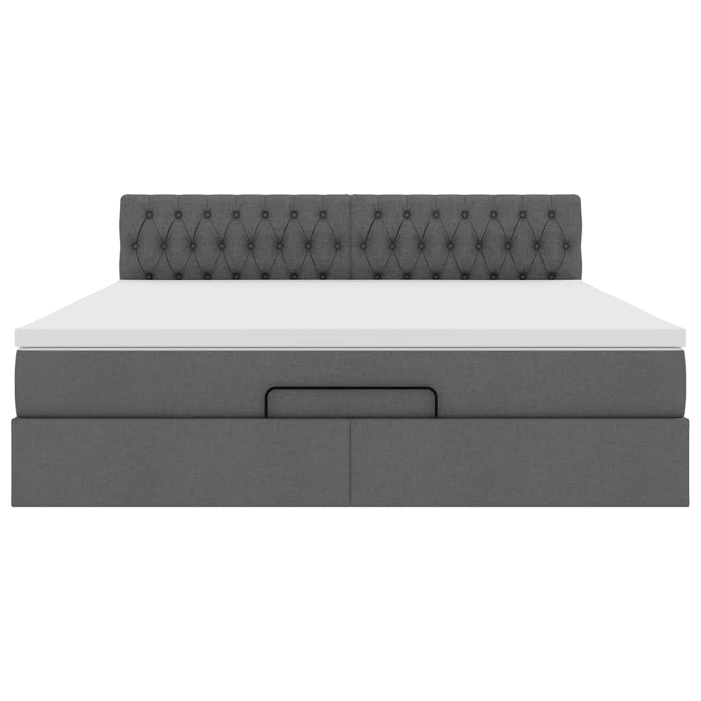 Lit ottoman avec matelas en tissu gris foncé 180x200 cm