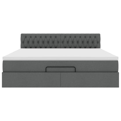Ottoman-Bett mit Matratze Dunkelgrau 180x200 cm Stoff