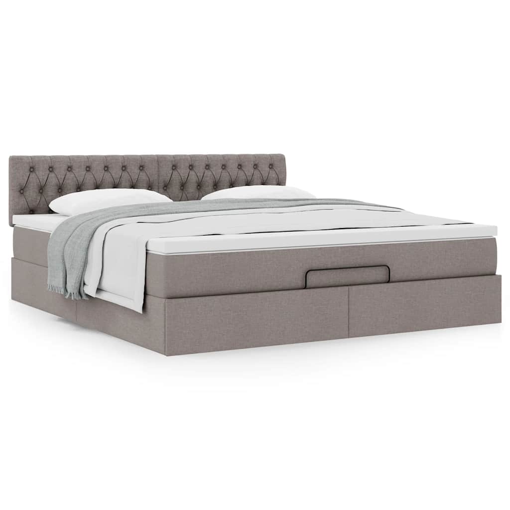 Ottoman-Bett mit Matratze Taupe 180x200 cm Stoff