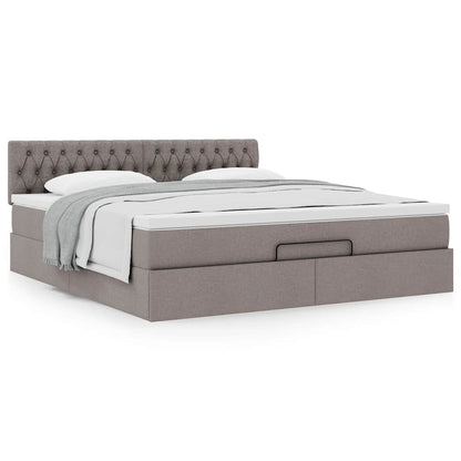 Ottoman-Bett mit Matratze Taupe 180x200 cm Stoff