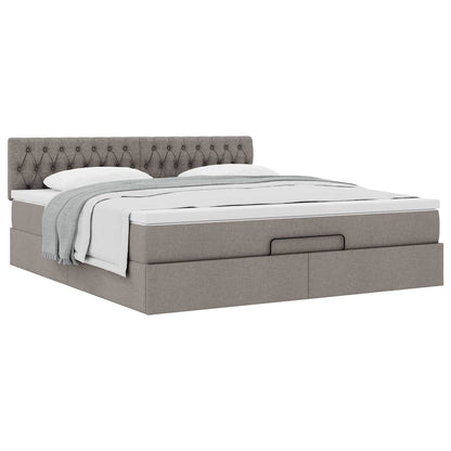 Ottoman-Bett mit Matratze Taupe 180x200 cm Stoff