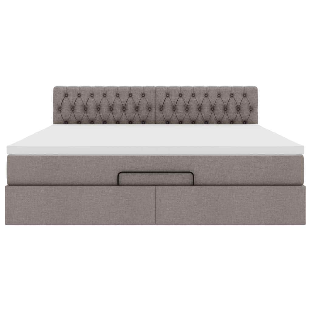 Ottoman-Bett mit Matratze Taupe 180x200 cm Stoff