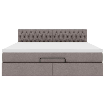 Ottoman-Bett mit Matratze Taupe 180x200 cm Stoff