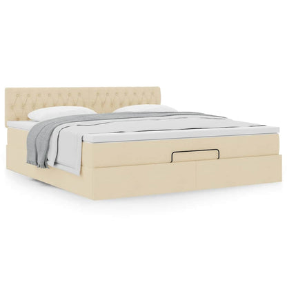Ottoman-Bett mit Matratze Creme 180x200 cm Stoff