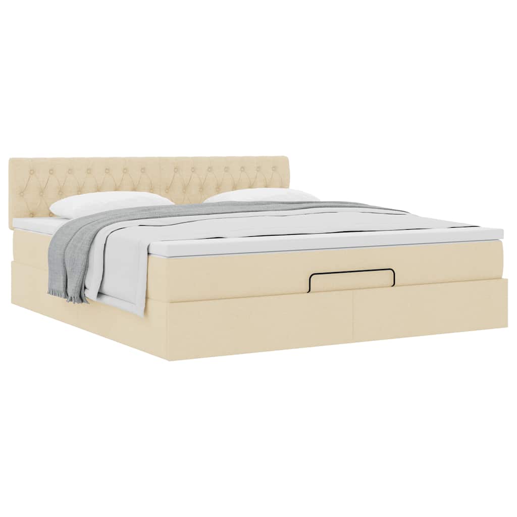 Ottoman-Bett mit Matratze Creme 180x200 cm Stoff