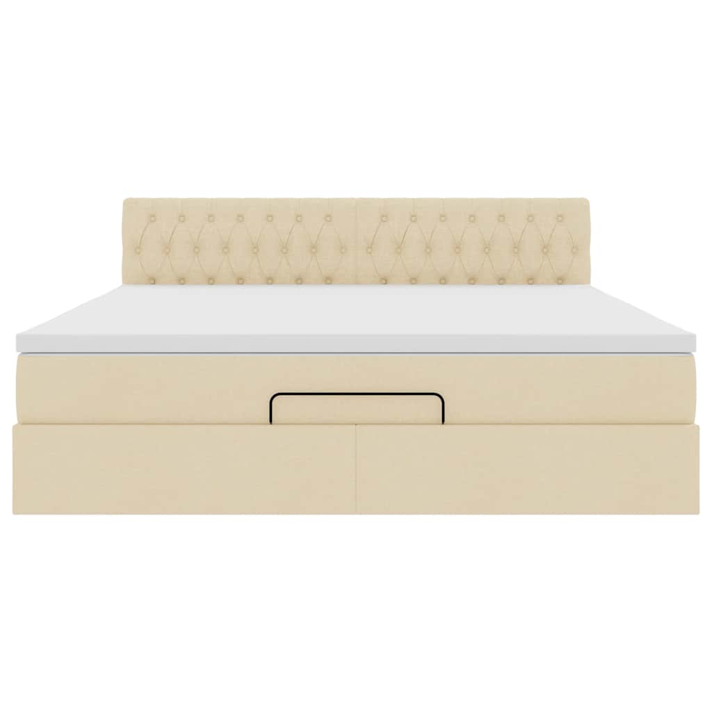 Ottoman-Bett mit Matratze Creme 180x200 cm Stoff