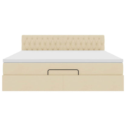 Ottoman-Bett mit Matratze Creme 180x200 cm Stoff