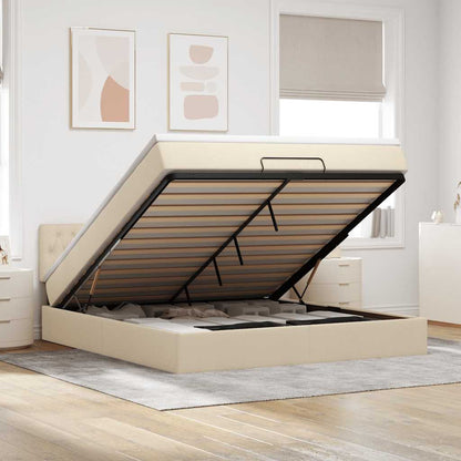 Ottoman-Bett mit Matratze Creme 180x200 cm Stoff