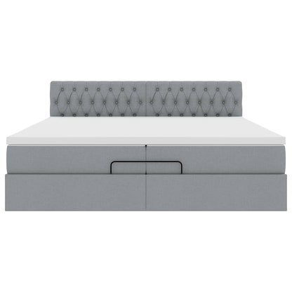 Ottoman-Bett mit Matratze Hellgrau 200x200 cm Stoff