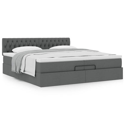 Ottoman-Bett mit Matratze Dunkelgrau 200x200 cm Stoff