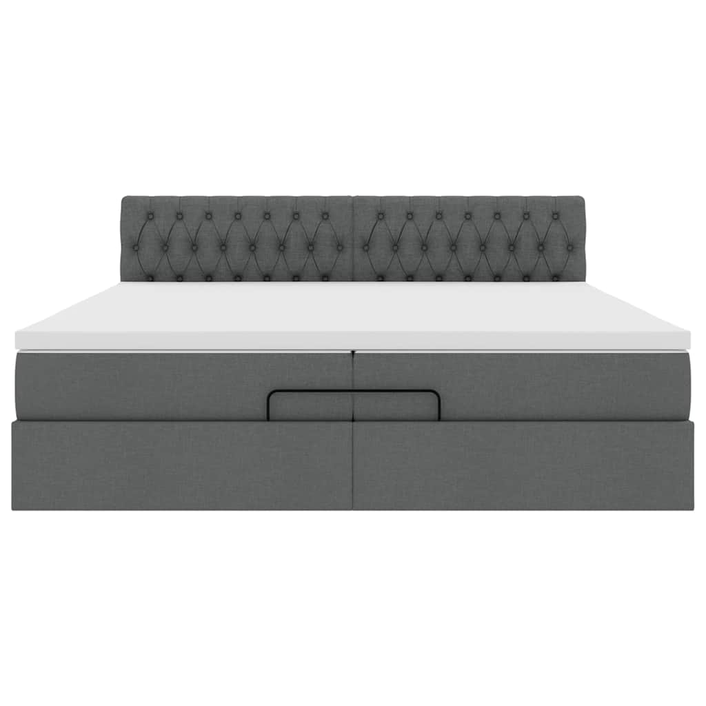 Ottoman-Bett mit Matratze Dunkelgrau 200x200 cm Stoff