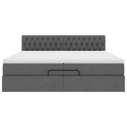 Ottoman-Bett mit Matratze Dunkelgrau 200x200 cm Stoff