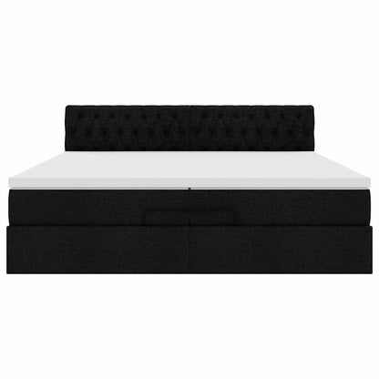 Ottoman-Bett mit Matratze Schwarz 200x200 cm Stoff