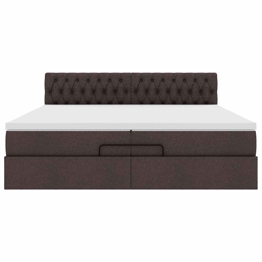 Ottoman-Bett mit Matratze Dunkelbraun 200x200 cm Stoff