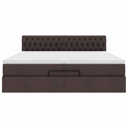Ottoman-Bett mit Matratze Dunkelbraun 200x200 cm Stoff