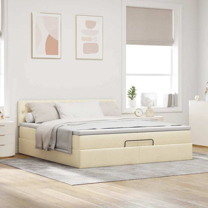 Ottoman-Bett mit Matratze Creme 200x200 cm Stoff