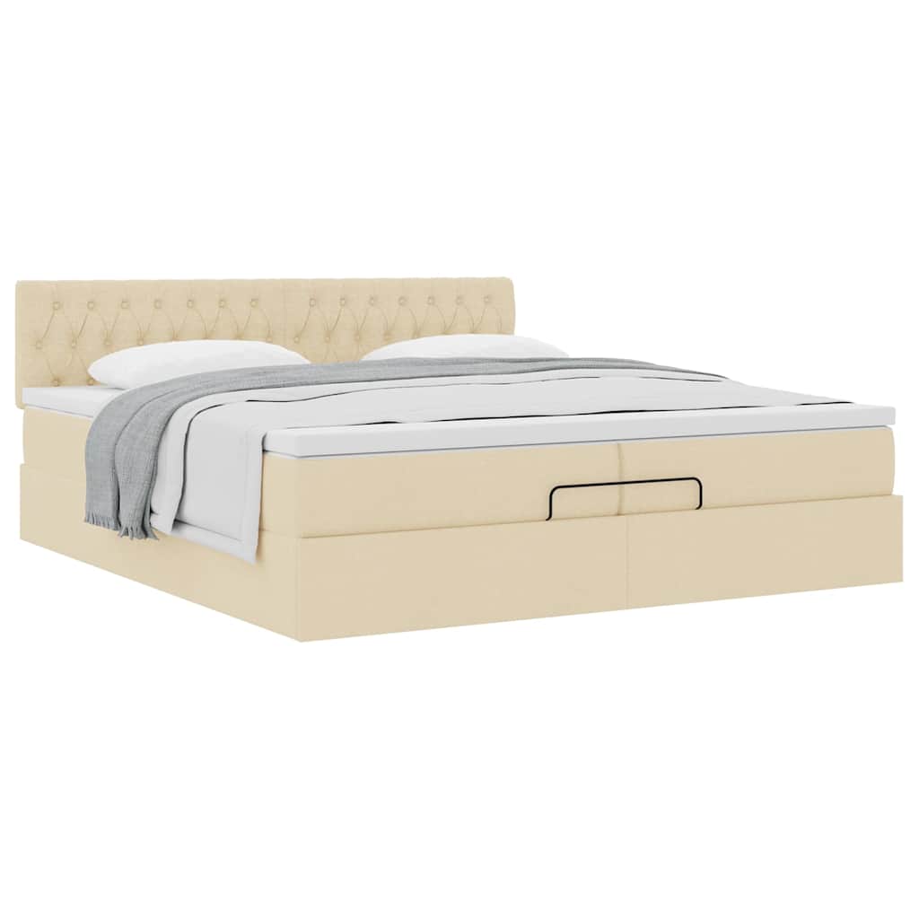 Ottoman-Bett mit Matratze Creme 200x200 cm Stoff