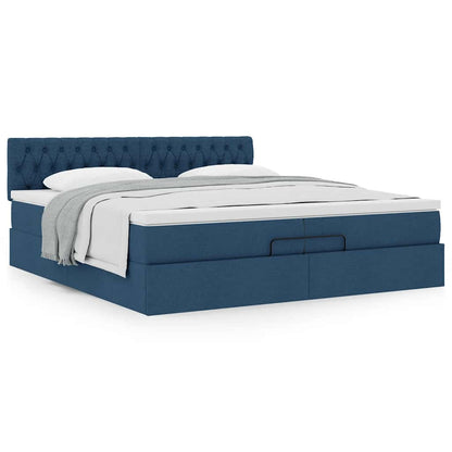 Ottoman-Bett mit Matratze Blau 200x200 cm Stoff