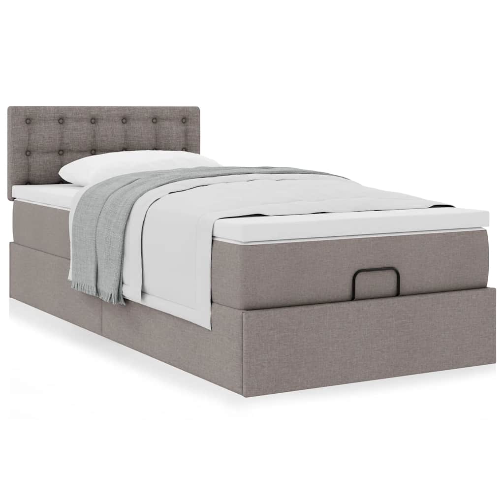 Ottoman-Bett mit Matratze Taupe 80x200 cm Stoff