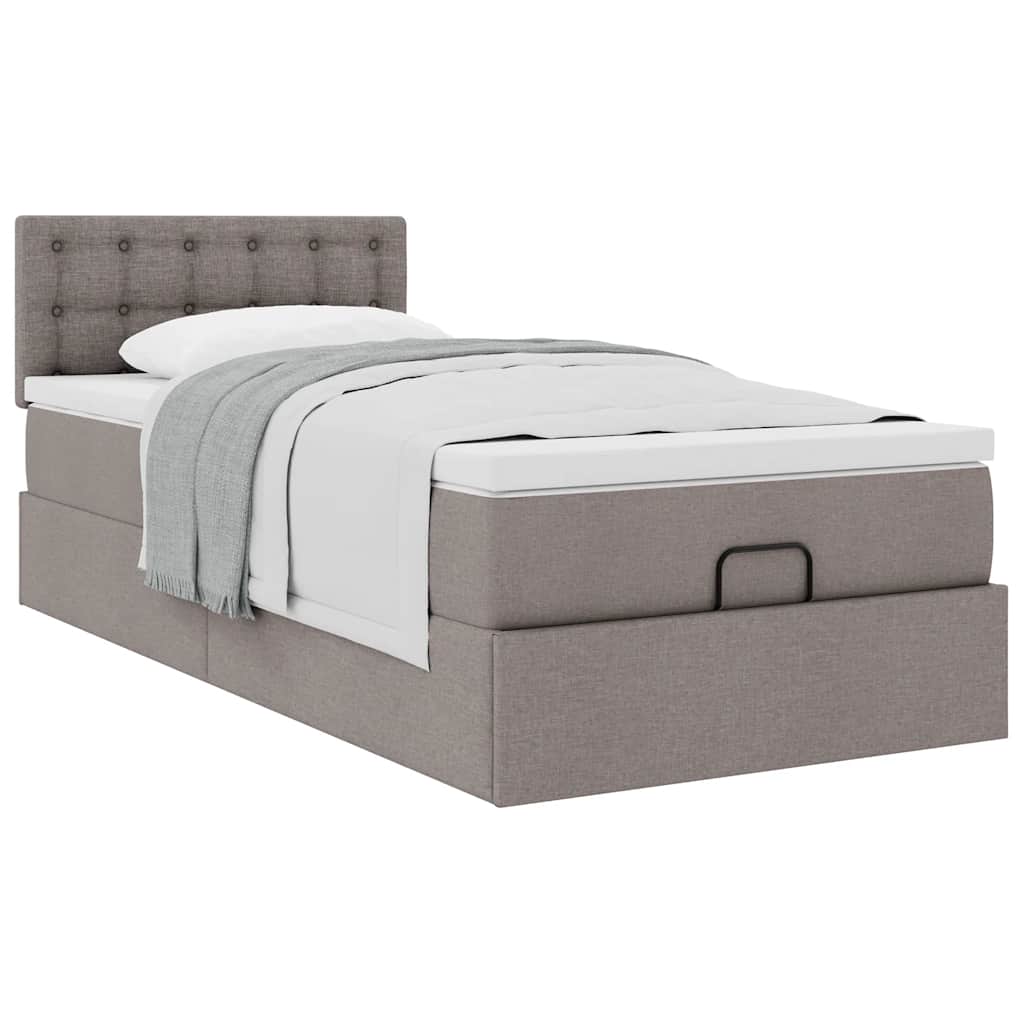 Ottoman-Bett mit Matratze Taupe 80x200 cm Stoff
