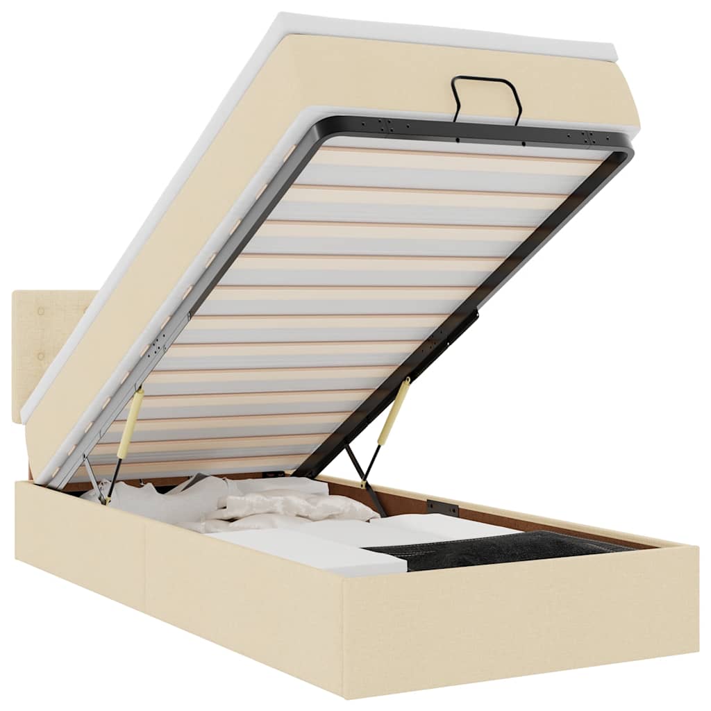 Ottoman-Bett mit Matratze Creme 90x190 cm Stoff