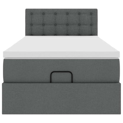 Ottoman-Bett mit Matratze Dunkelgrau 90x200 cm Stoff