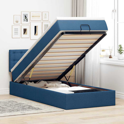 Ottoman-Bett mit Matratze Blau 90x200 cm Stoff