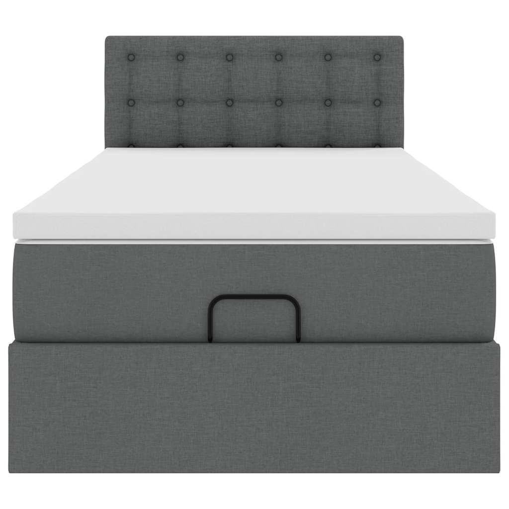 Ottoman bed with mattress dark grey 100x200 cm fabric