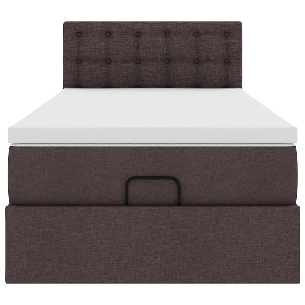 Ottoman bed with mattress dark brown 100x200 cm fabric