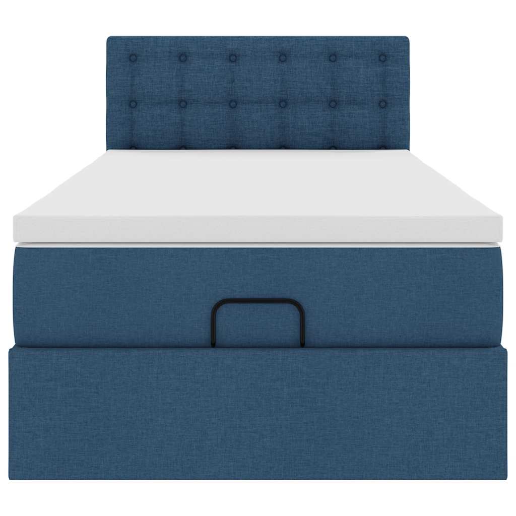 Ottoman-Bett mit Matratze Blau 100x200 cm Stoff