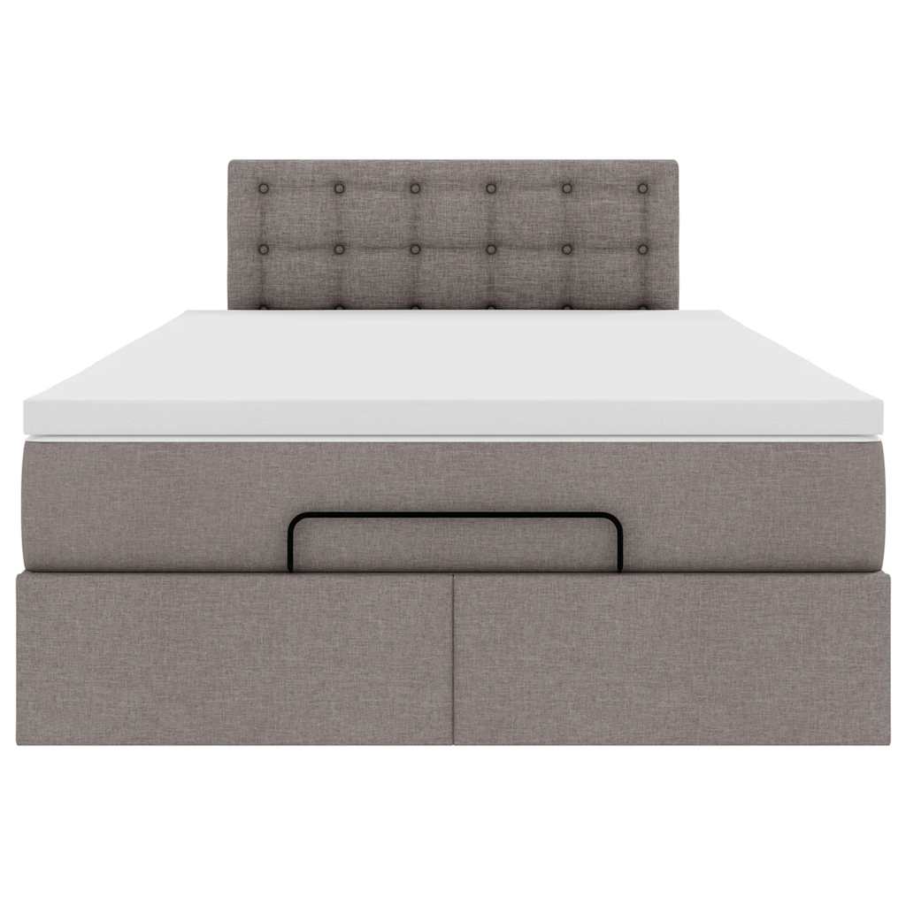 Ottoman-Bett mit Matratze Taupe 120x190 cm Stoff
