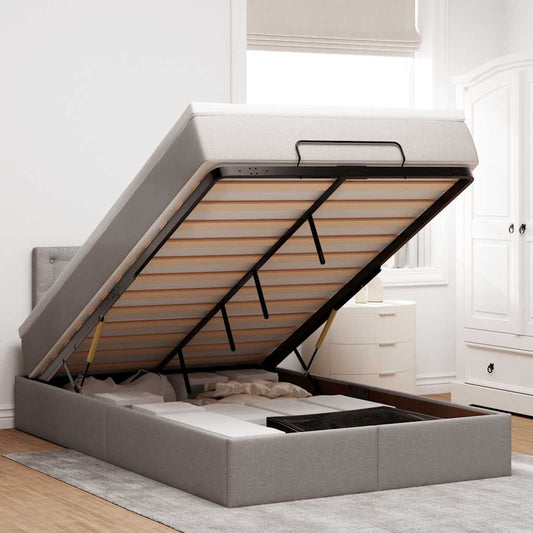 Ottoman-Bett mit Matratze Taupe 120x190 cm Stoff