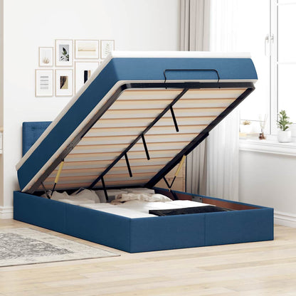 Ottoman-Bett mit Matratze Blau 120x190 cm Stoff