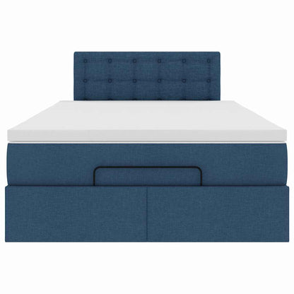 Ottoman-Bett mit Matratze Blau 120x200 cm Stoff