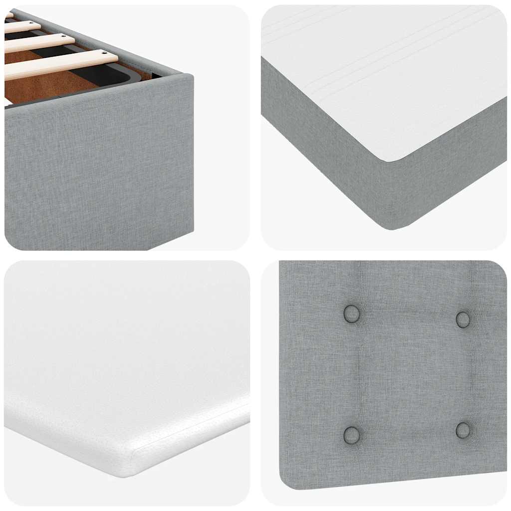 Ottoman-Bett mit Matratze Hellgrau 140x190 cm Stoff