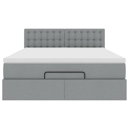 Ottoman-Bett mit Matratze Hellgrau 140x190 cm Stoff
